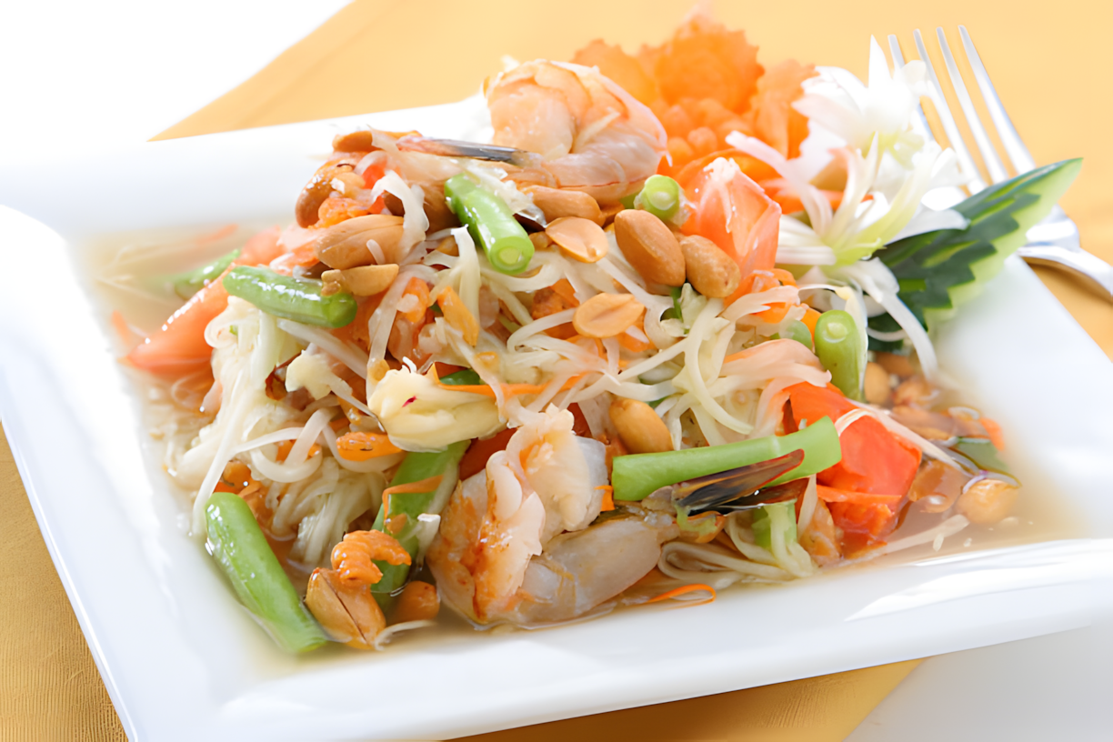 gỏi bưởi đu đủ tôm càng