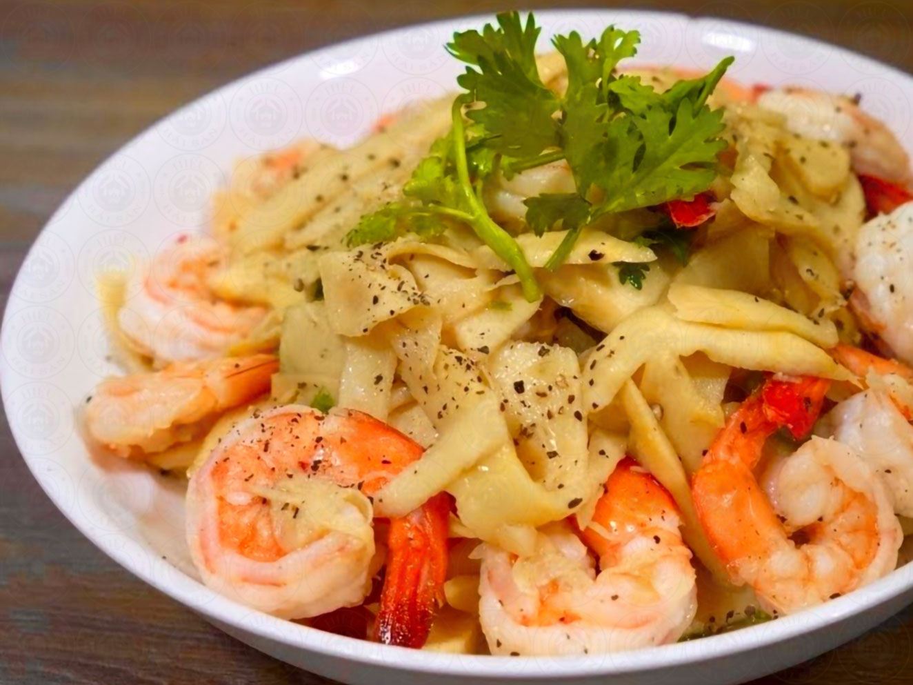 tôm sú xào măng chua