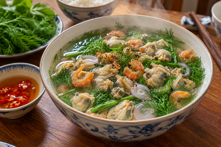 canh nghêu thì là